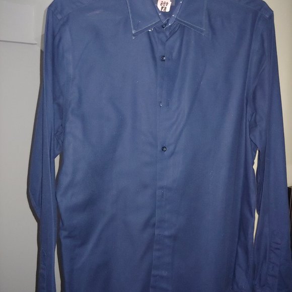 Zara Mens Size Double Collared Navy 100% Cotton (Linen feel) Slim … Size Large - Picture 5 of 5